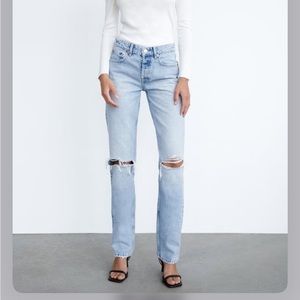 Zara Ripped Straight Jeans